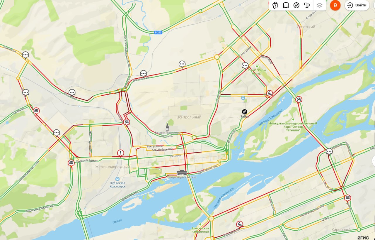 Пробки онлайн красноярск карта