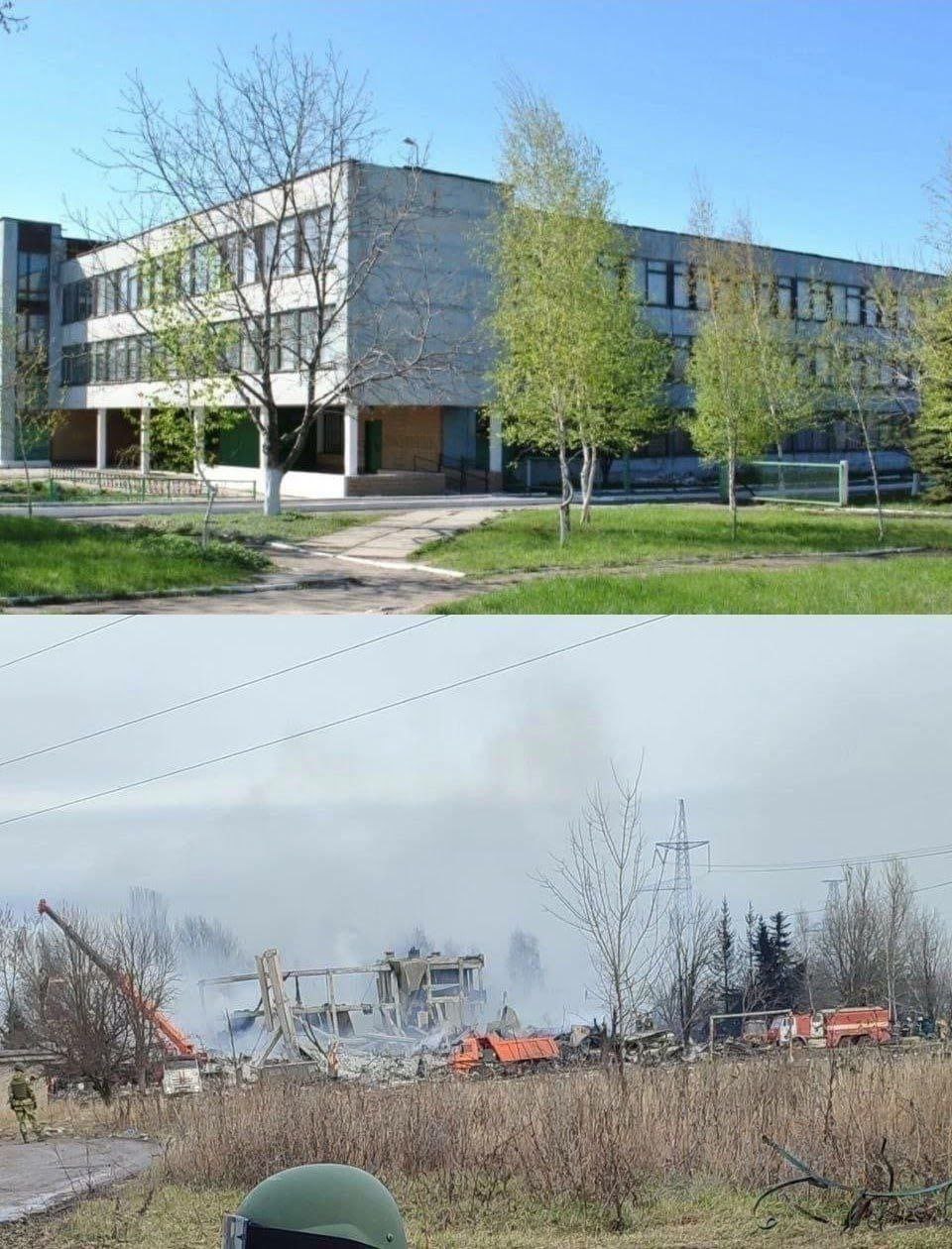 В Макеевке большое здание ПТУ от удара оказалось разрушено полностью