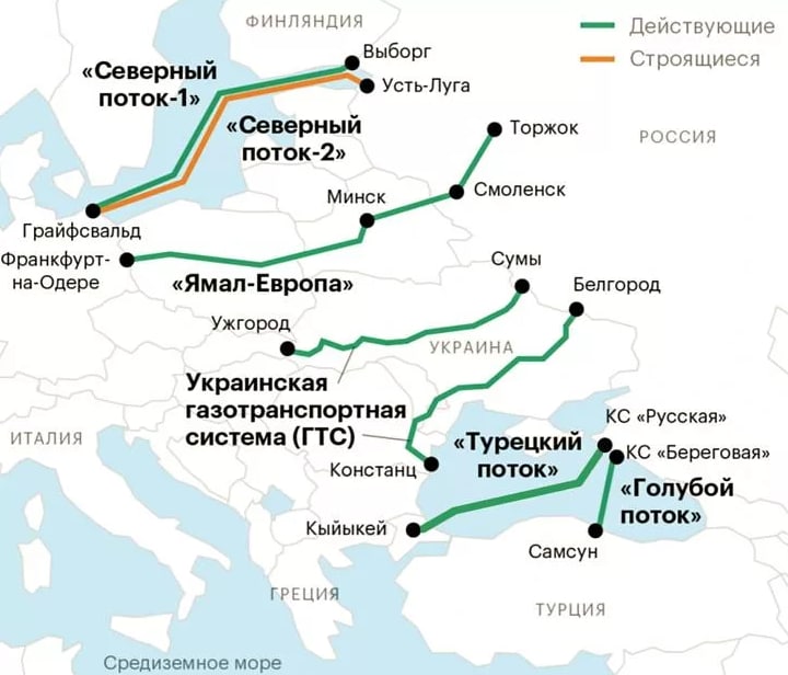 Карта россии с газопроводами