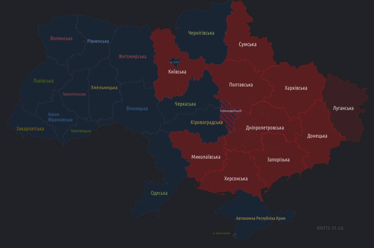 Карта повітряної тривоги онлайн