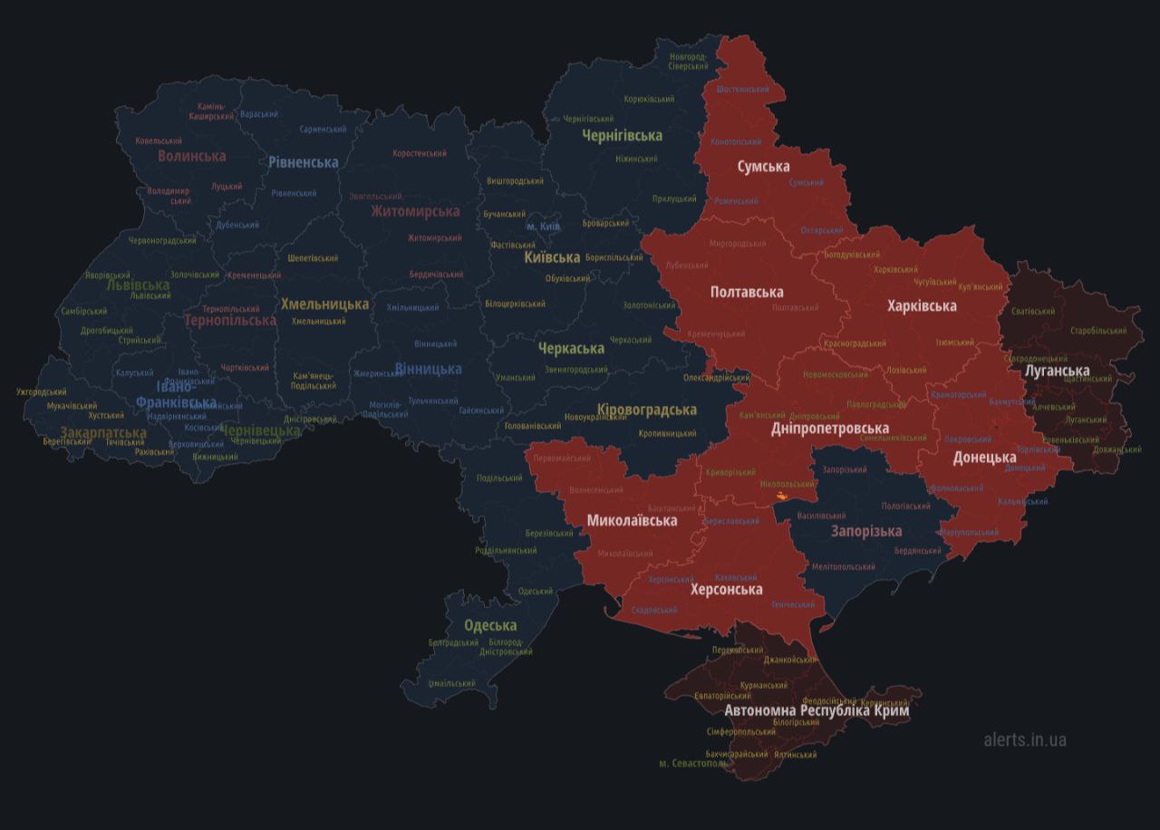 Повітряна тривога україни карта