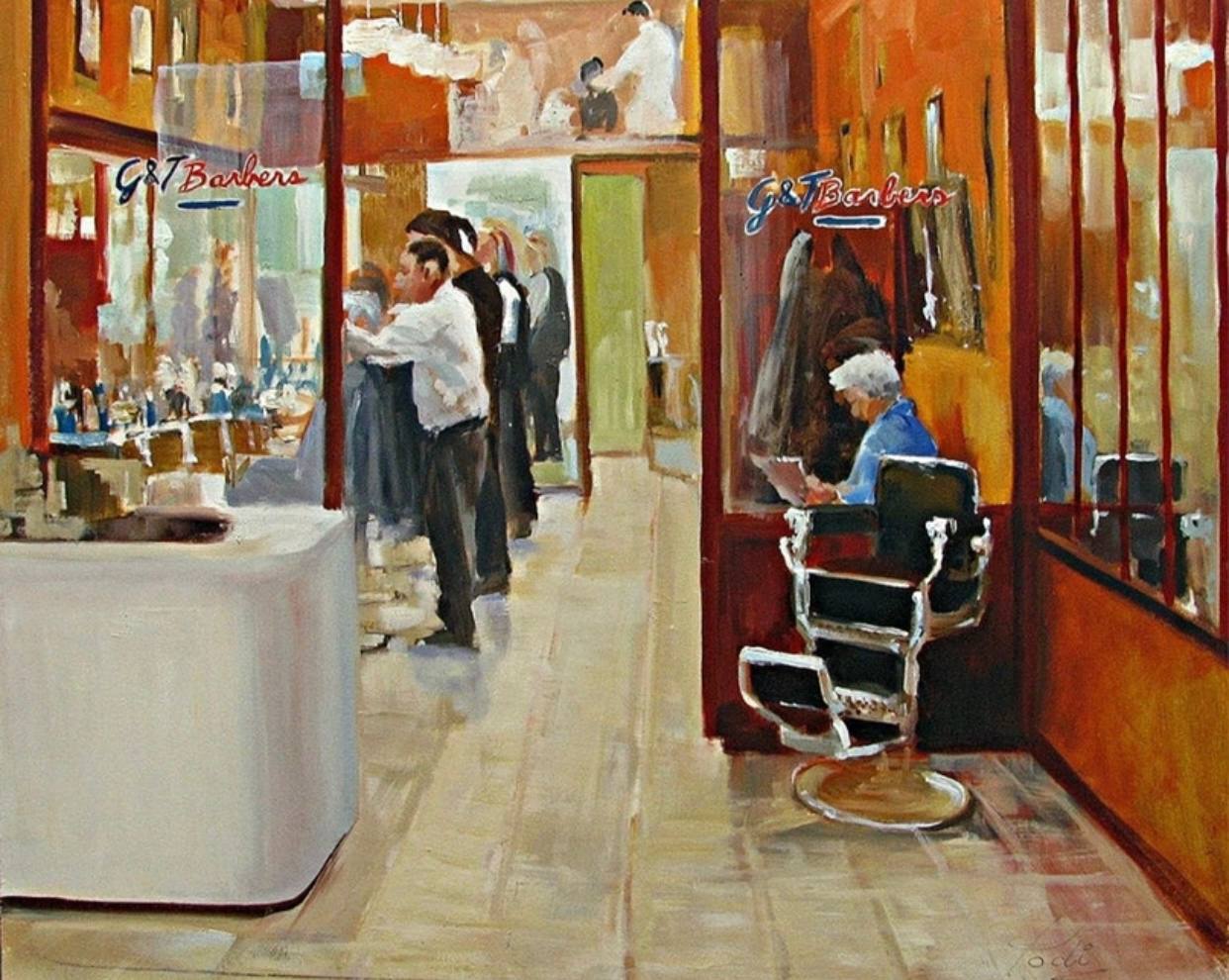 Painting shop. Парикмахерская в живописи. Парикмахер живопись. Картины для парикмахерской. Живопись в парикмахерской.