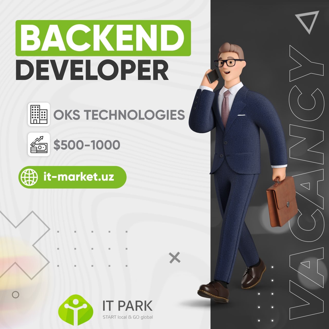 Backend developer вакансии. OKS Technologies. Backend developer vacancy.