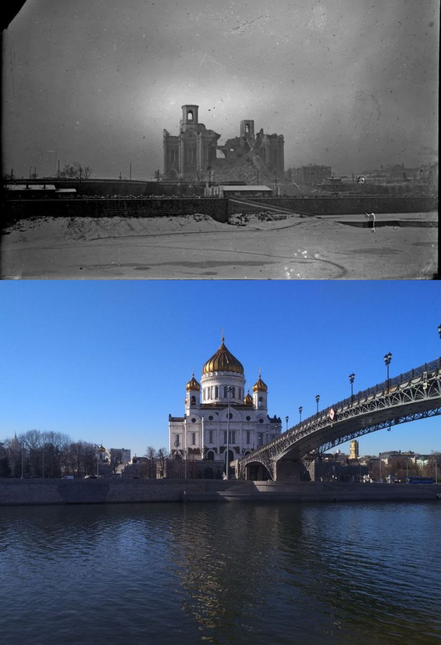 Храм Христа Спасителя в Москве снегопад